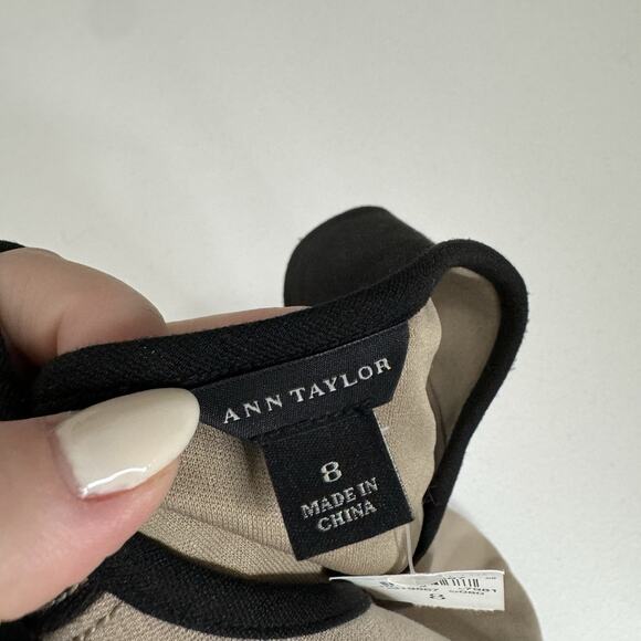 Ann Taylor Womens Dress 8 Tan Colorblock Ponte Knit Slimming Career Old Money - Picture 11 of 13